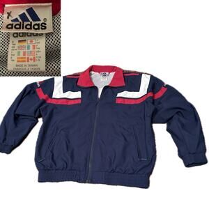 Vintage Adidas Red White and Blue Stripe Zip up Track Jacket / Large